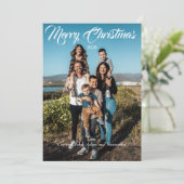 Kerstkaart kerstfoto jaar witte script (Staand voorkant)