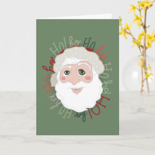 Kerstkaart - Kerstman Hohoho Kaart (Gele Bloem)