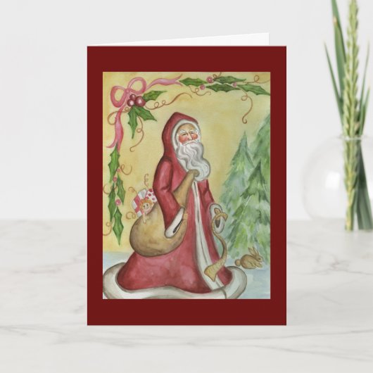 Kerstkaart Kerstman Sinterklaas Feestdagen Kaart (Voorkant)