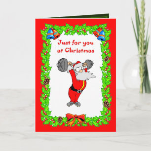Kerstkaart, Kerstman wordt fit Feestdagen Kaart