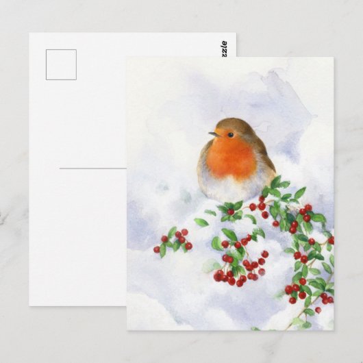 Kerstkaart - Kerstroodborstje Briefkaart (Voorkant / Achterkant)
