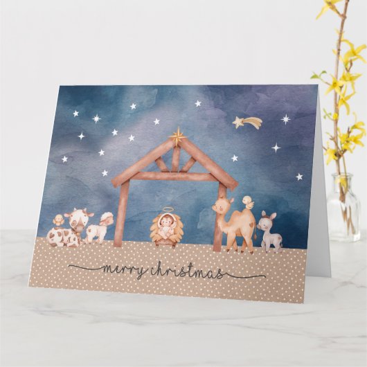 Kerstkaart_Kerststal Kaart (Gele Bloem)