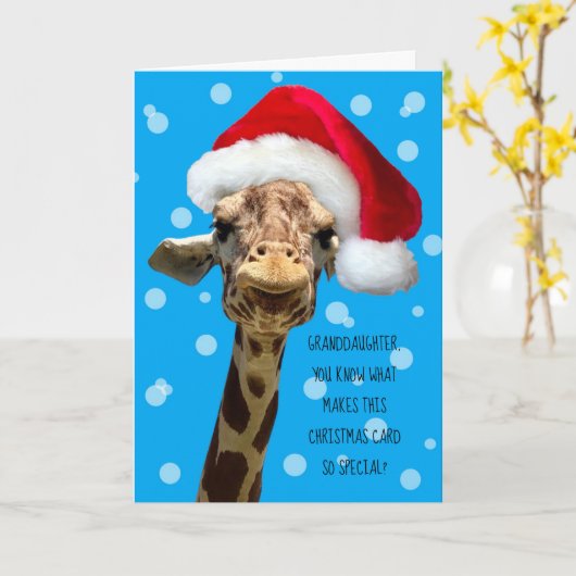 Kerstkaart kleindochter Giraffe Kaart (Gele Bloem)