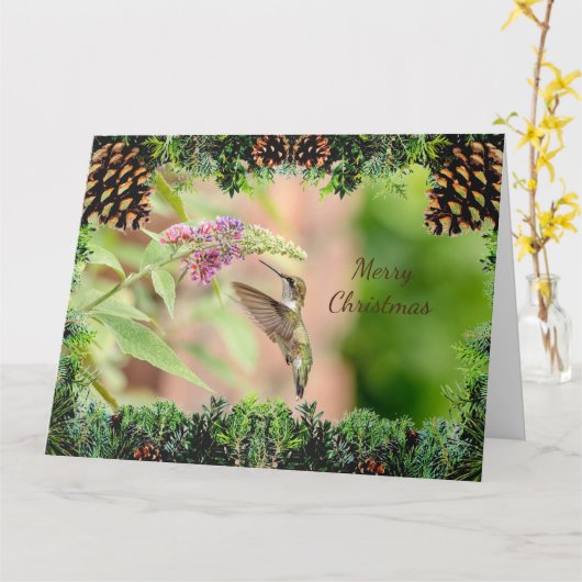 Kerstkaart Kolibrie Kaart (Gele Bloem)
