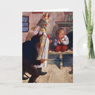 kerstkaart, Krampus en Kind-Kerstkaart Feestdagen Kaart