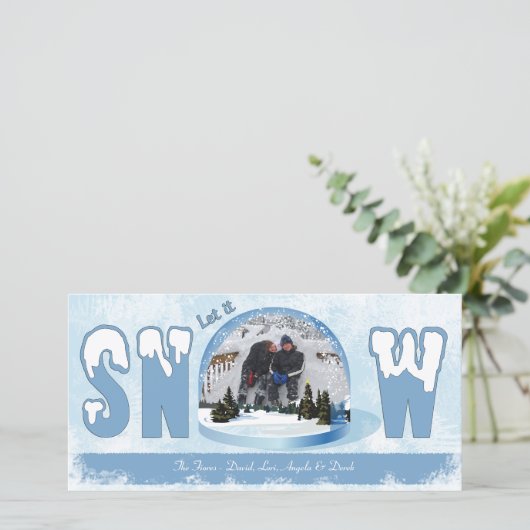 Kerstkaart 'Laat het sneeuwen' (Staand voorkant)