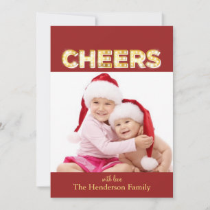 Kerstkaart label vorm Cheers