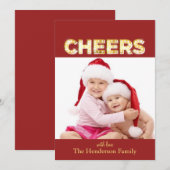 Kerstkaart label vorm Cheers (Voorkant / Achterkant)