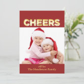 Kerstkaart label vorm Cheers (Staand voorkant)