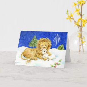 Kerstkaart Leeuw en Lam Kaart