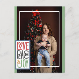 Kerstkaart Love Peace & Joy (voeg je foto toe) Feestdagenkaart