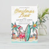 kerstkaart Luau Tropical Santa Invitation Card Kaart (Staand voorkant)
