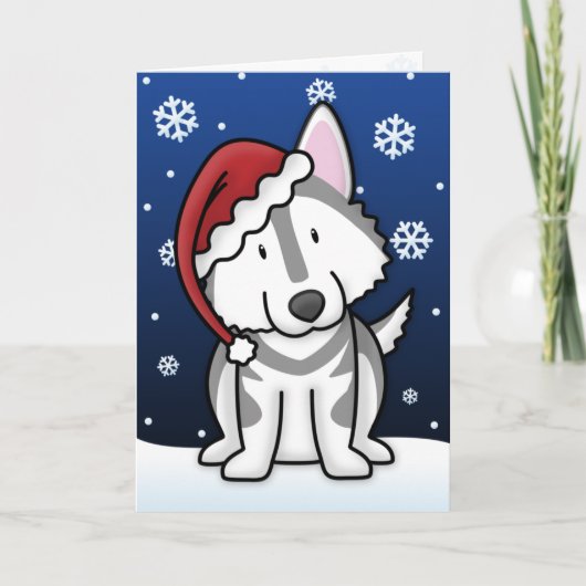 Kerstkaart Malamute de Van Alaska van Kawaii Feestdagen Kaart (Voorkant)