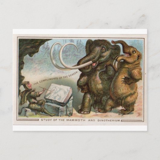 Kerstkaart Mammoet en Dinotherium Briefkaart (Voorkant)