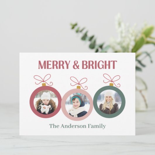 Kerstkaart Merry And Bright (Staand voorkant)