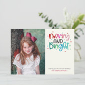Kerstkaart Merry and Bright (Staand voorkant)