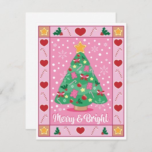 Kerstkaart Merry & Bright (Voorkant / Achterkant)