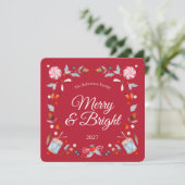 Kerstkaart Merry & Bright (Staand voorkant)