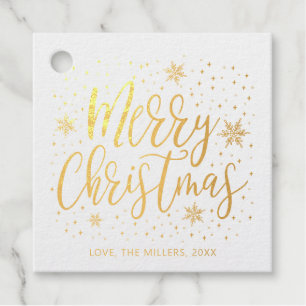 Kerstkaart Merry & Bright echt goud folie Bedankjes Labels