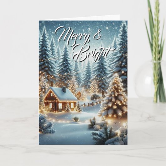 Kerstkaart Merry & Bright Feestdagen Kaart (Voorkant)