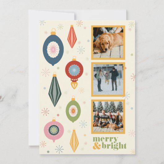 Kerstkaart 'Merry & Bright Vintage' (Voorkant)