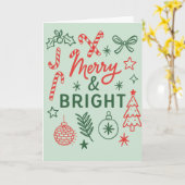 Kerstkaart Merry & Bright Vintage Kaart (Gele Bloem)