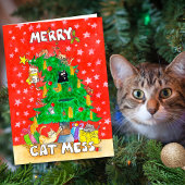 Kerstkaart 'Merry Cat Mess' van Nicole Janes Kaart