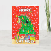 Kerstkaart 'Merry Cat Mess' van Nicole Janes Kaart (Voorkant)