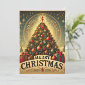 Kerstkaart Merry Christmas Vintage Luxe (Staand voorkant)