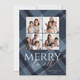 Kerstkaart Merry Navy Gold