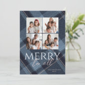 Kerstkaart Merry Navy Gold (Staand voorkant)