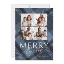 Kerstkaart Merry Navy Goud