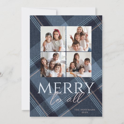 Kerstkaart Merry Navy Goud (Voorkant)