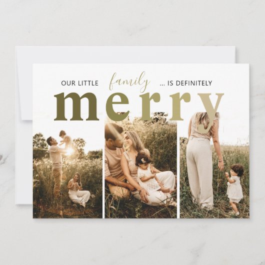 Kerstkaart Merry Simple 3 foto's (Voorkant)