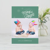 Kerstkaart met 1 foto en steruitbarsting in het gr (Staand voorkant)