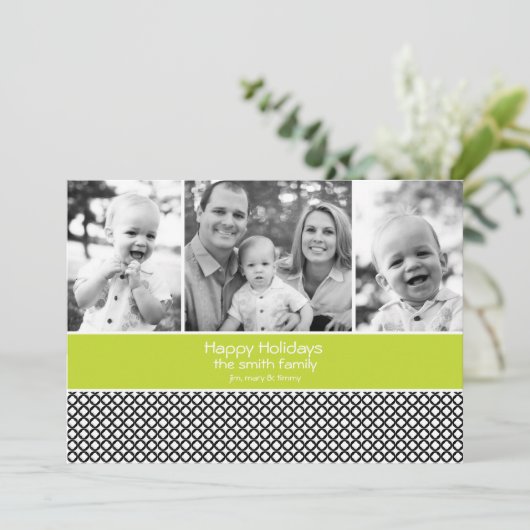 Kerstkaart met 3 foto's (Staand voorkant)