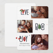 Kerstkaart met 3 foto's en 'Love, Peace & Joy' Kaart (Voorkant / Achterkant)