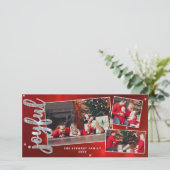 Kerstkaart met 3 foto's en vrolijk schrift (Staand voorkant)