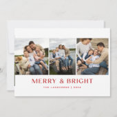 Kerstkaart met 3 foto's 'Merry & Bright' Kaart (Voorkant)