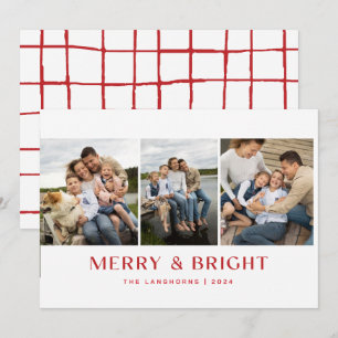 Kerstkaart met 3 foto's: vrolijk & helder kaart