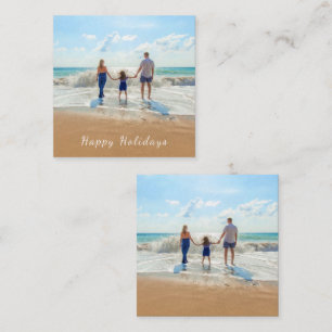Kerstkaart met aangepaste foto en tekst notitiekaartje
