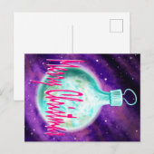 kerstkaart met aarde als kerstversiering en de tek feestdagenkaart (Voorkant / Achterkant)