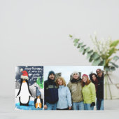 Kerstkaart met Aardige Pinguïnfamilie (Staand voorkant)