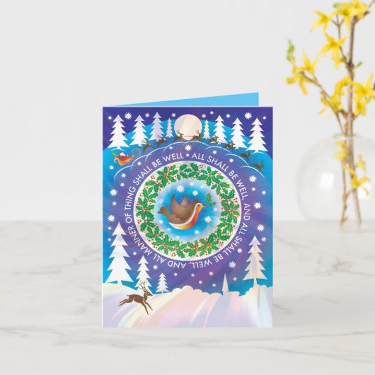 Kerstkaart met "Alles komt goed" citaat. Kaart (Gele Bloem)