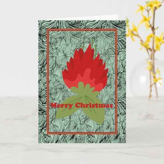 kerstKaart met ander groen en rood ontwerp Kaart (Gele Bloem)