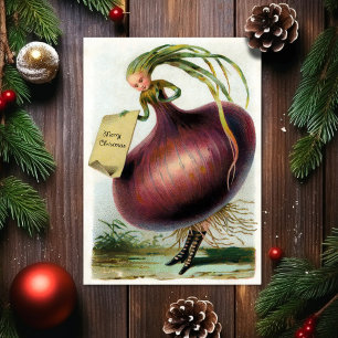 Kerstkaart met antieke Victoriaanse ui Feestdagen Kaart