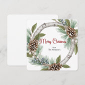 Kerstkaart met Aspen Krans en Denneappels (Voorkant / Achterkant)