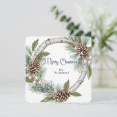 Kerstkaart met Aspen Krans en Denneappels (Staand voorkant)