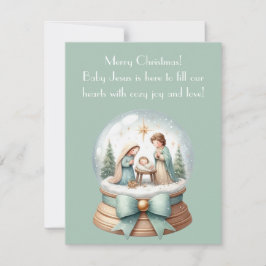 Kerstkaart met Baby Jezus & knusse vreugde Kaart