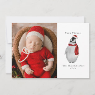 Kerstkaart met baby pinguïn foto voor de feestdage